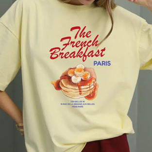 Graphic T-Shirt with Breakfast Print