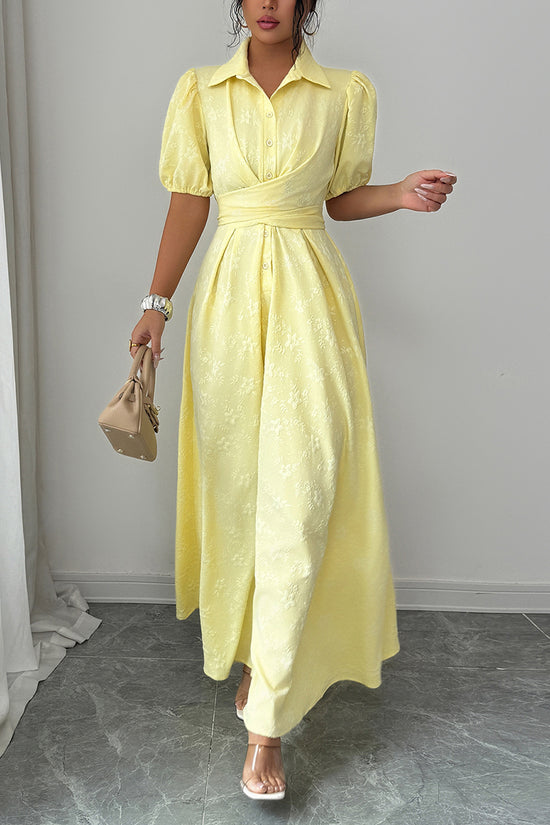 Elegant Puff Sleeve Maxi Dress