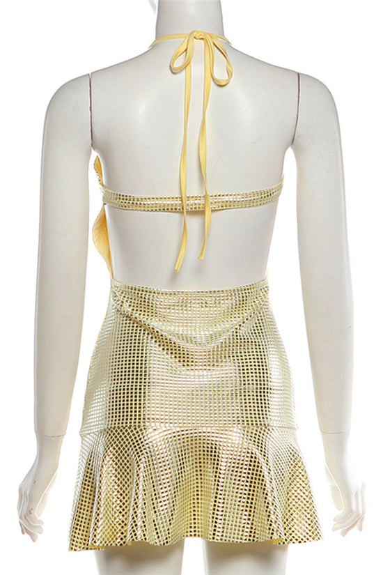 Rhinestone Cutout Sleeveless Mini Dress