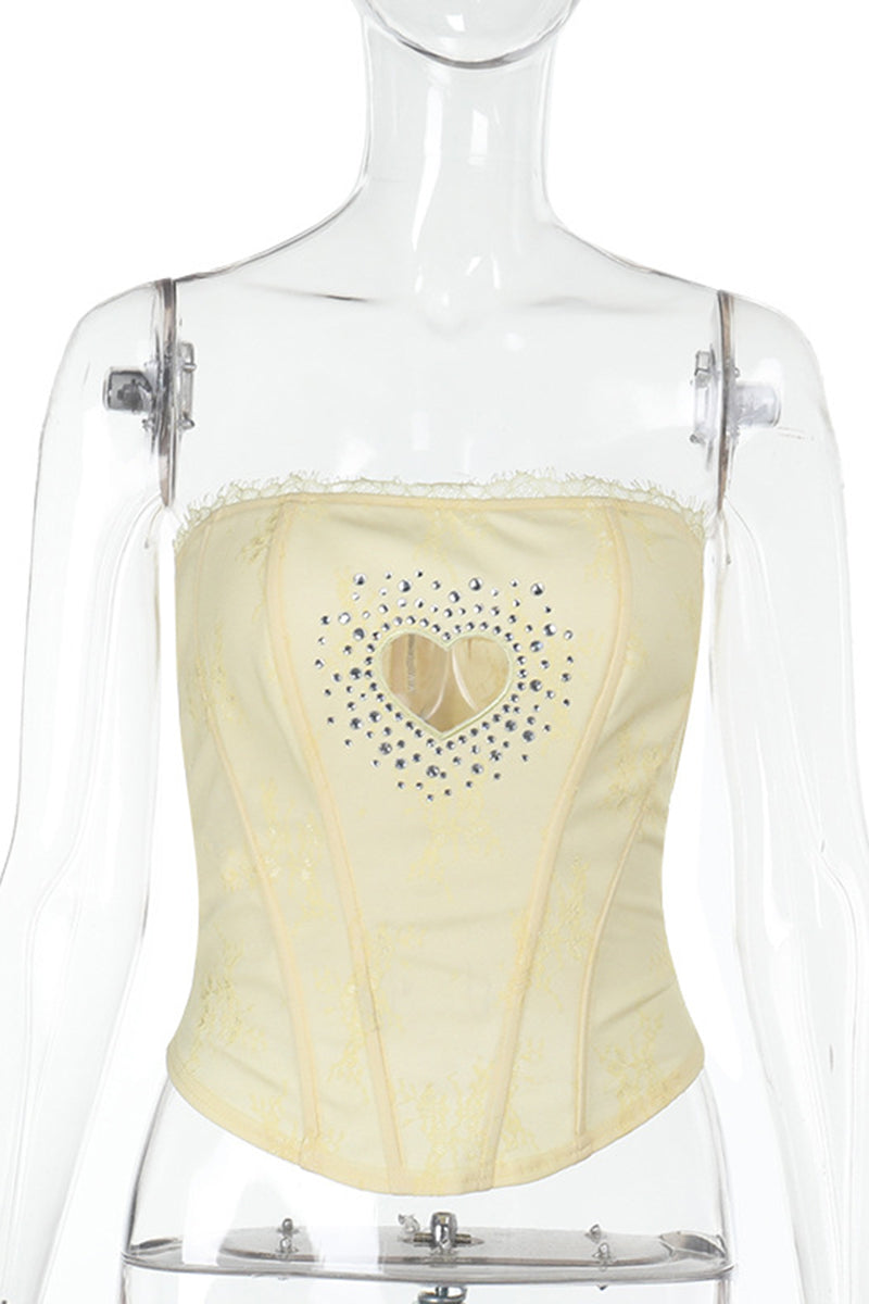 Heart Cutout Strapless Corset Top