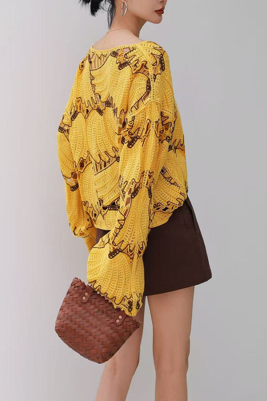 Patterned Long Sleeve Blouse