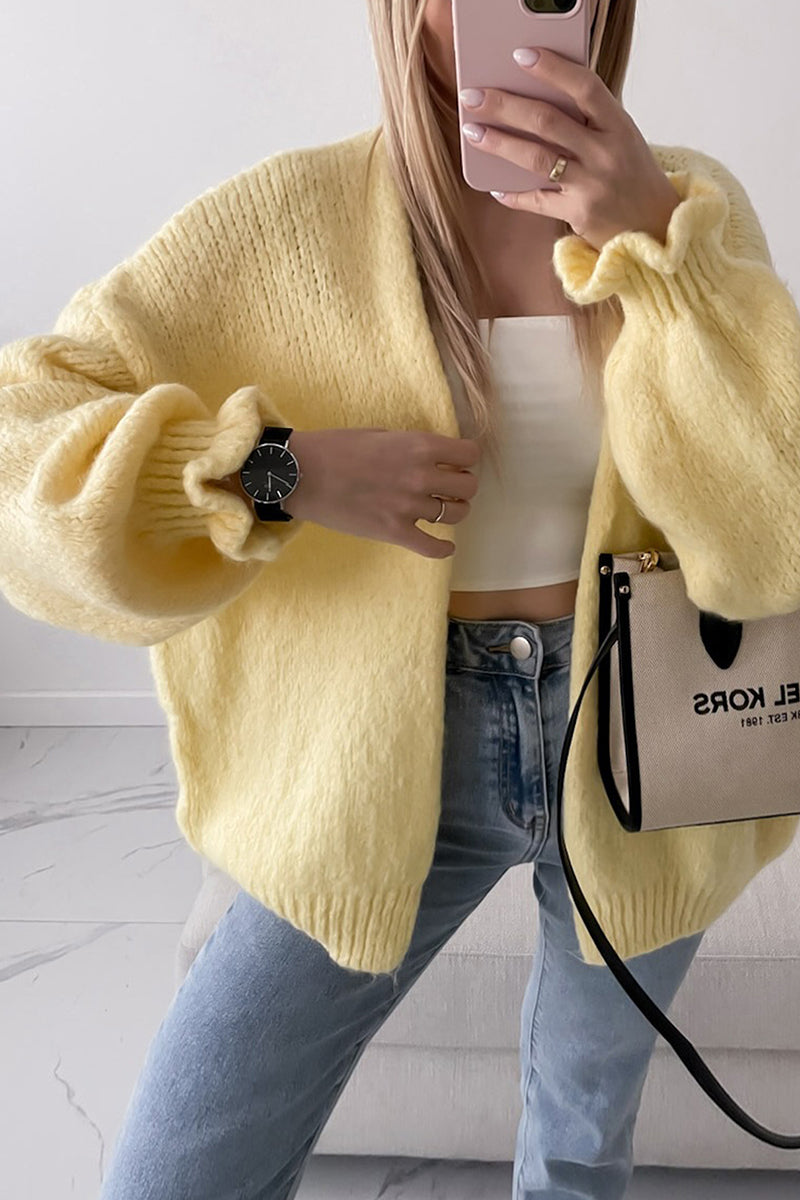 Cozy Oversized Cardigan with Ruffled Sleeves