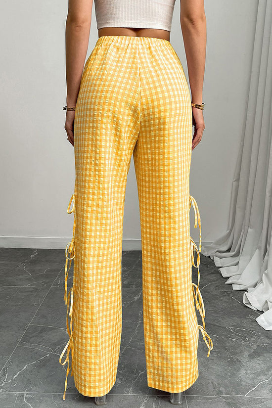 Gingham Tie-Side Casual Pants