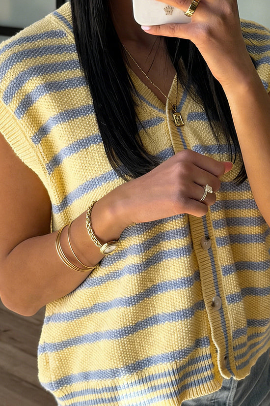 Striped Button-Up Sweater Vest