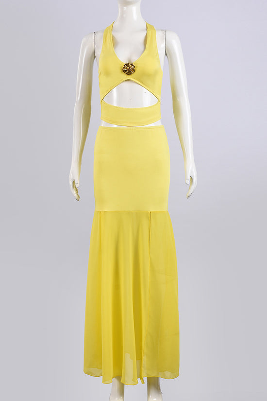 Cutout Halter Skirt Set