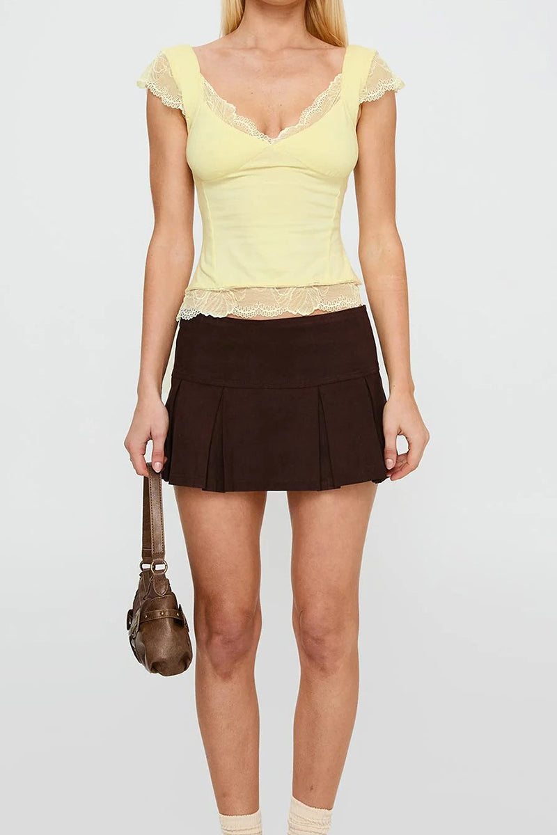 Lace Trim V-Neck T-Shirt