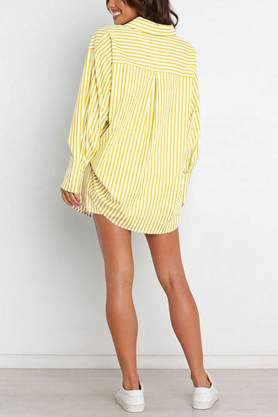 Striped Oversized Shirt and Shorts Set
