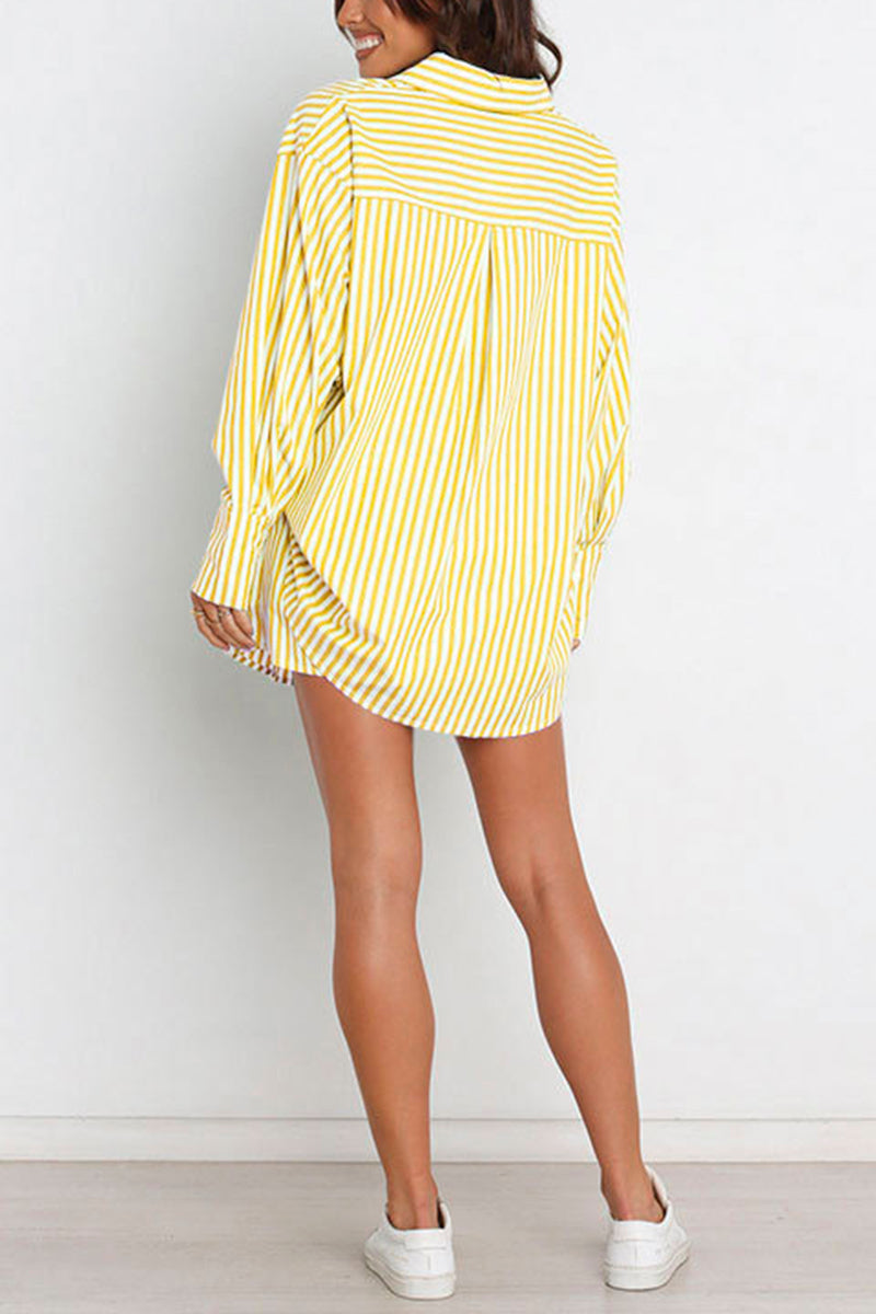Striped Oversized Shirt and Shorts Set