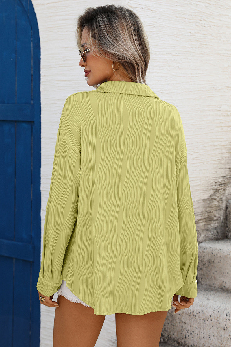 Textured Long Sleeve Blouse