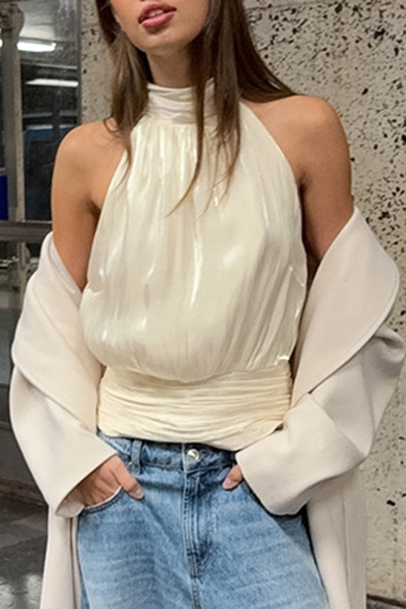 Chic High Neck Sleeveless Top