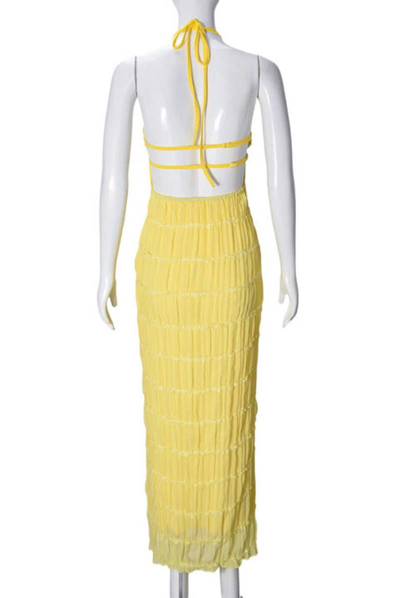 Textured Halter Midi Dress