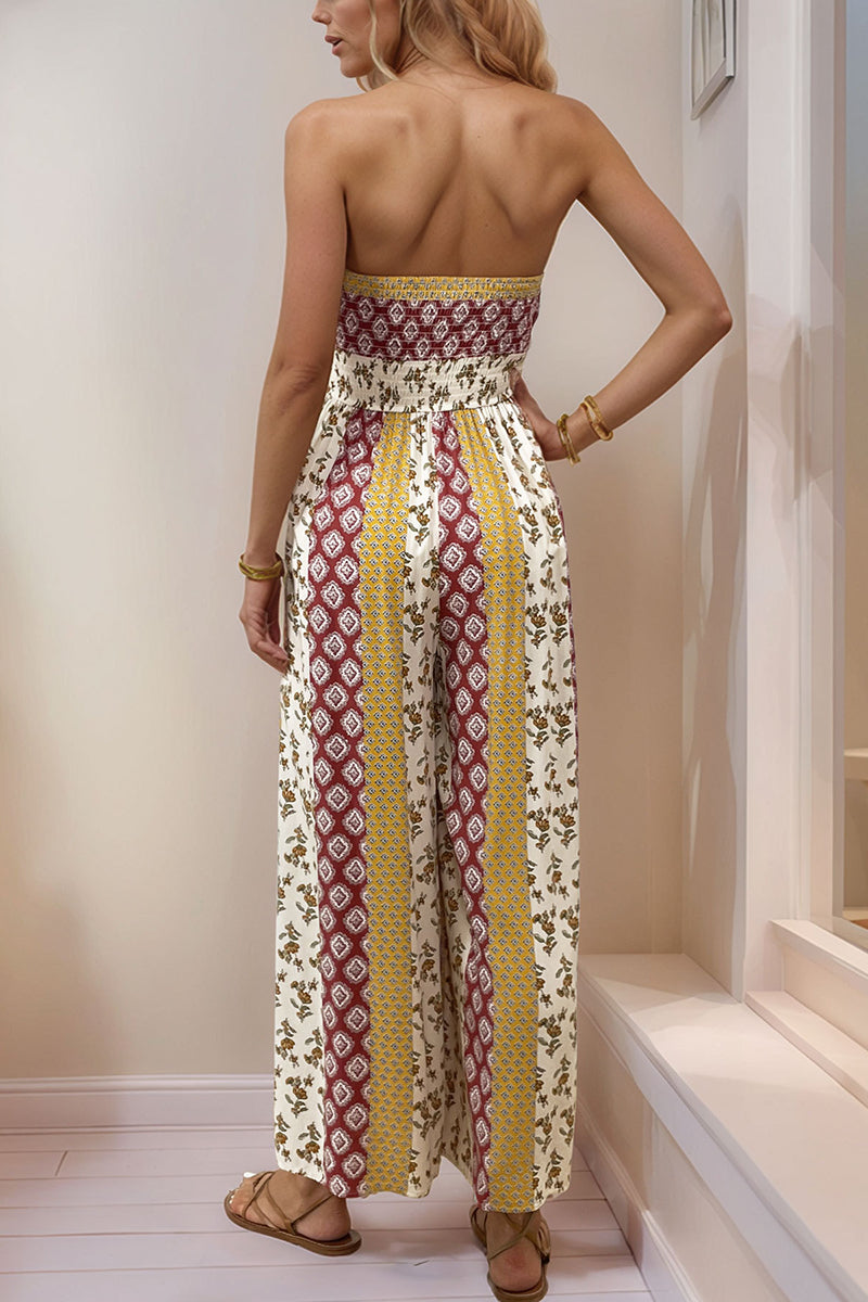 Strapless Boho Wide-Leg Jumpsuit