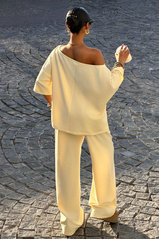 Off-Shoulder Relaxed Pants Set