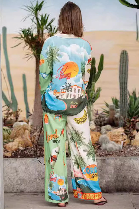 Abstract Print Relaxed Pants Set