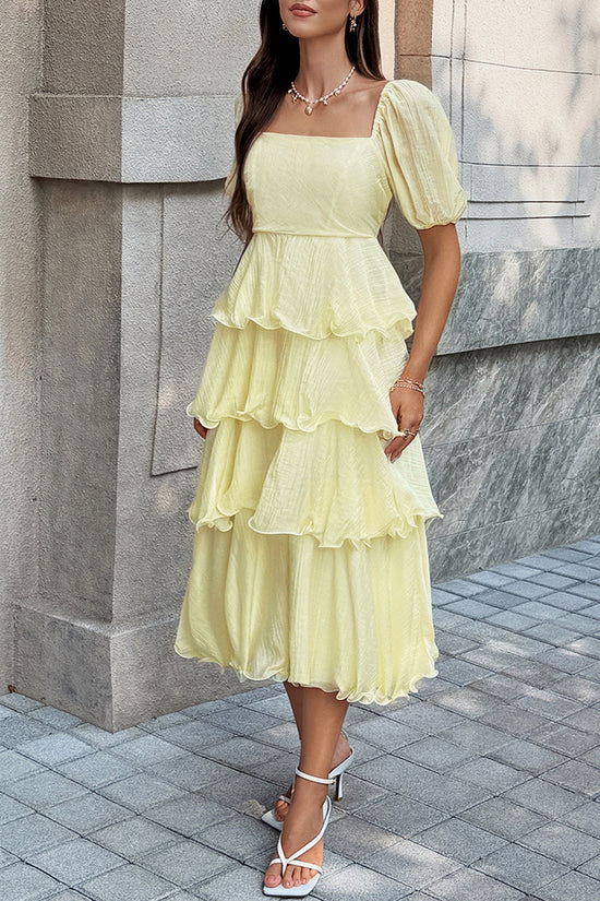 Tiered Ruffle Casual Midi Dress