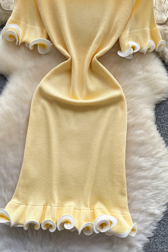 Elegant Ruffle Trim Casual Dress