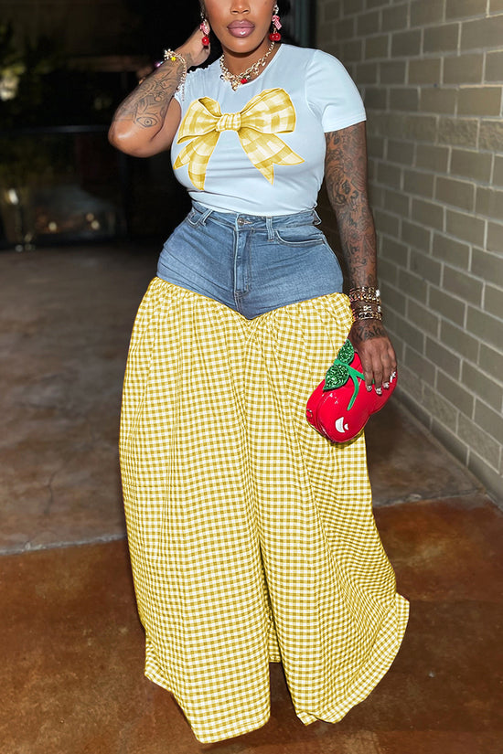 Chic Checkered Pants and Tee Set