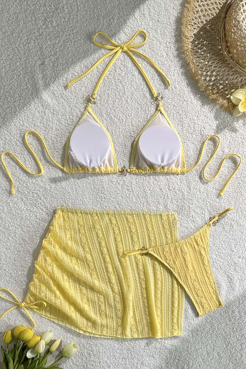 Elegant Tie-Back Bikini Set with Cover-Up