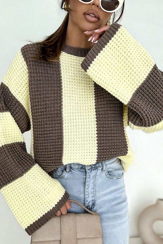 Striped Waffle-Knit Sweater