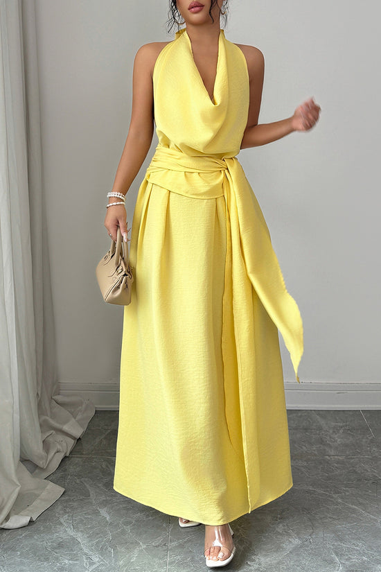 Draped Halter Maxi Dress