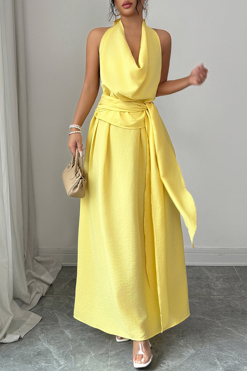 Draped Halter Maxi Dress