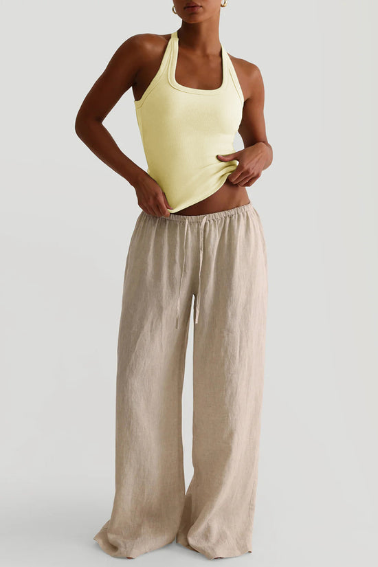 Halter Neck Ribbed Tank Top