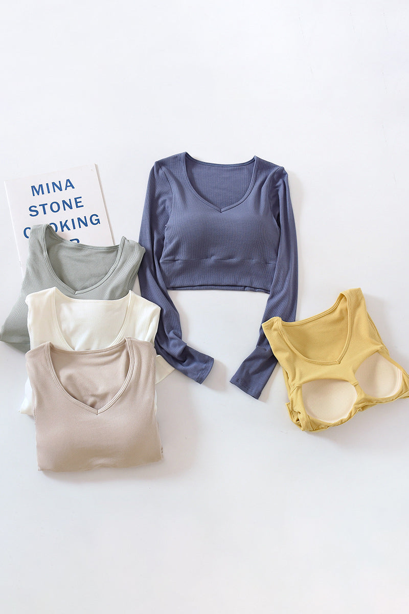 Long Sleeve V-Neck Crop Top