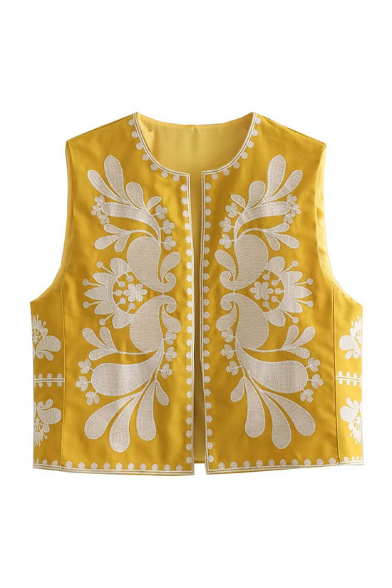 Floral Pattern Sleeveless Vest