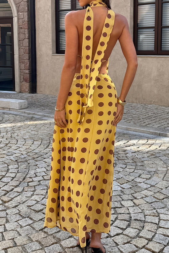 Polka Dot Halter Maxi Dress