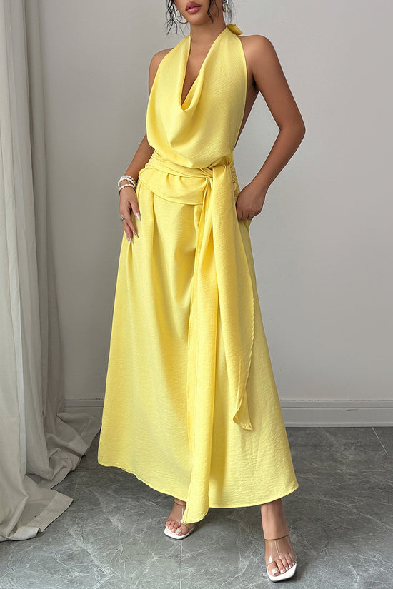 Draped Halter Maxi Dress