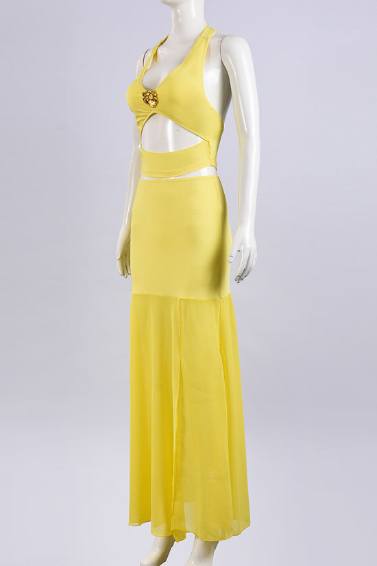 Cutout Halter Skirt Set