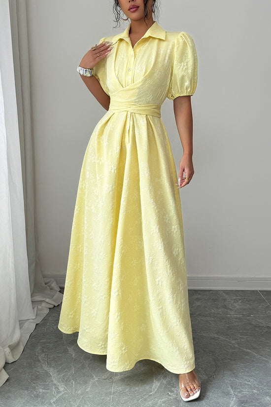 Elegant Puff Sleeve Maxi Dress