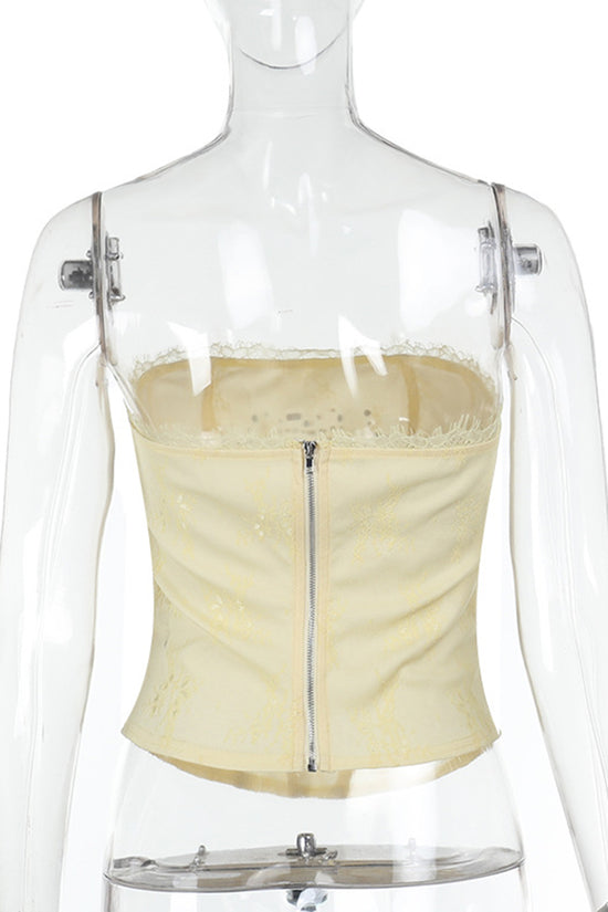 Heart Cutout Strapless Corset Top