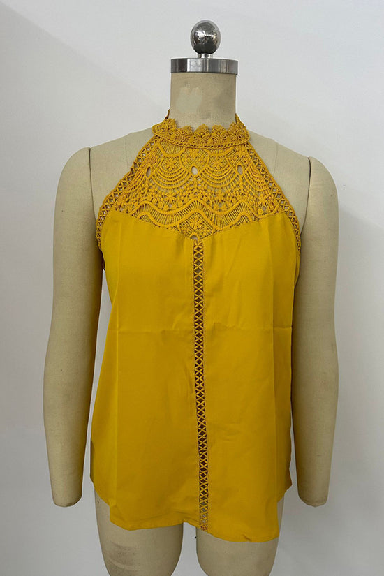 Intricate Lace High Neck Tank Top