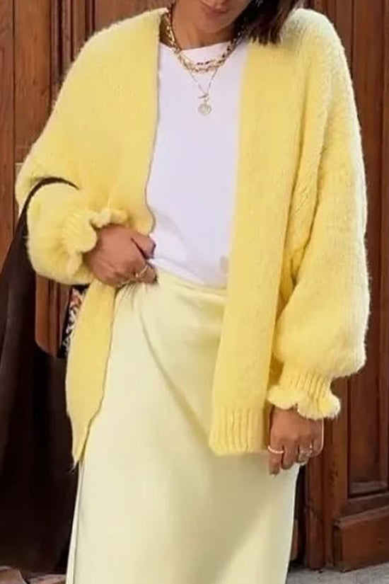 Cozy Oversized Cardigan with Ruffled Sleeves