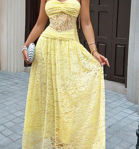 Strapless Lace Maxi Dress
