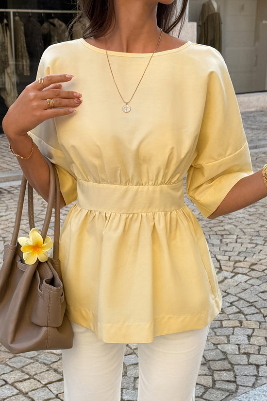 Elegant Peplum Boat Neck Blouse