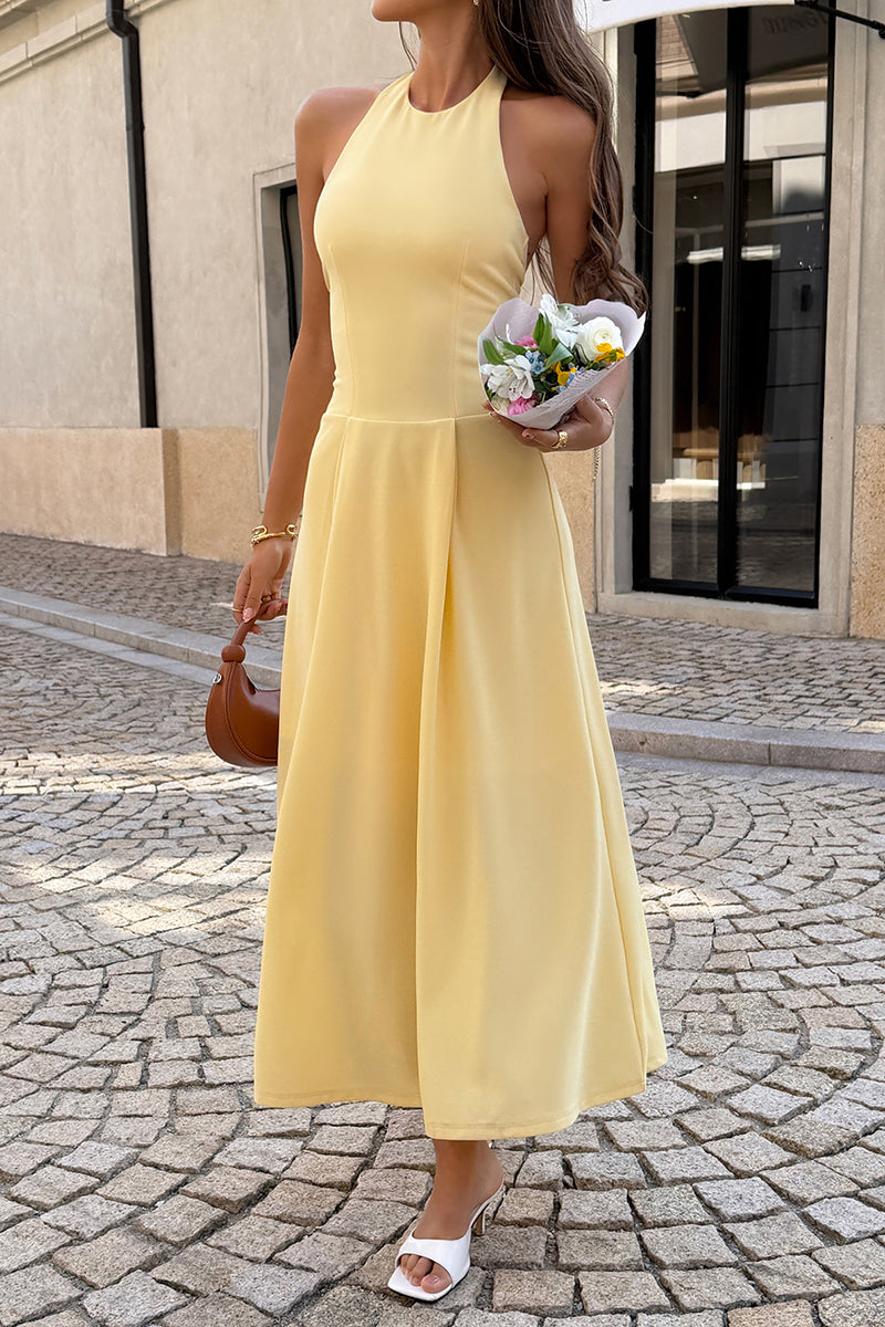 Sleeveless Halter Midi Dress