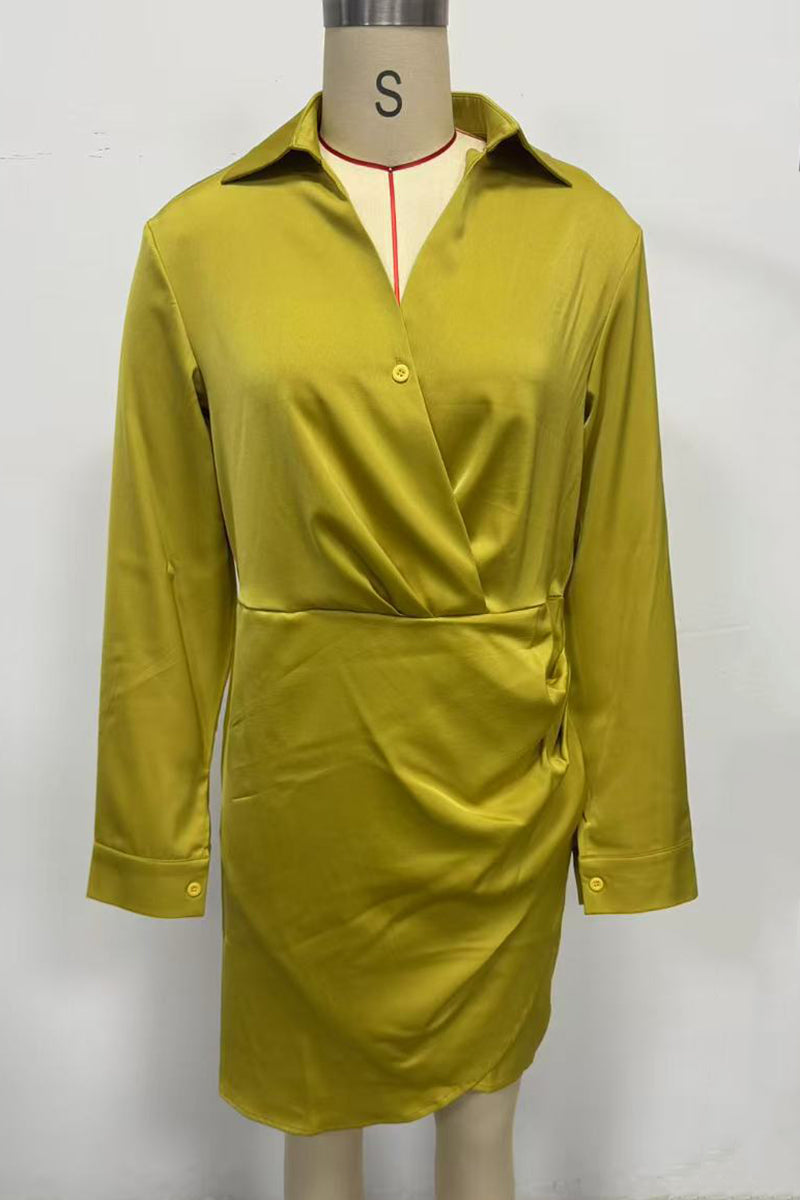 Elegant Wrap Long Sleeve Casual Dress