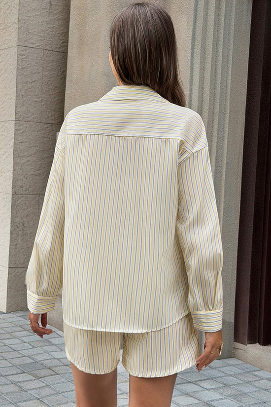 Striped Relaxed Shirt and Shorts Set
