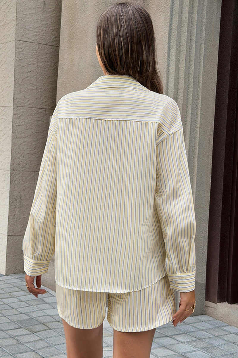 Striped Relaxed Shirt and Shorts Set