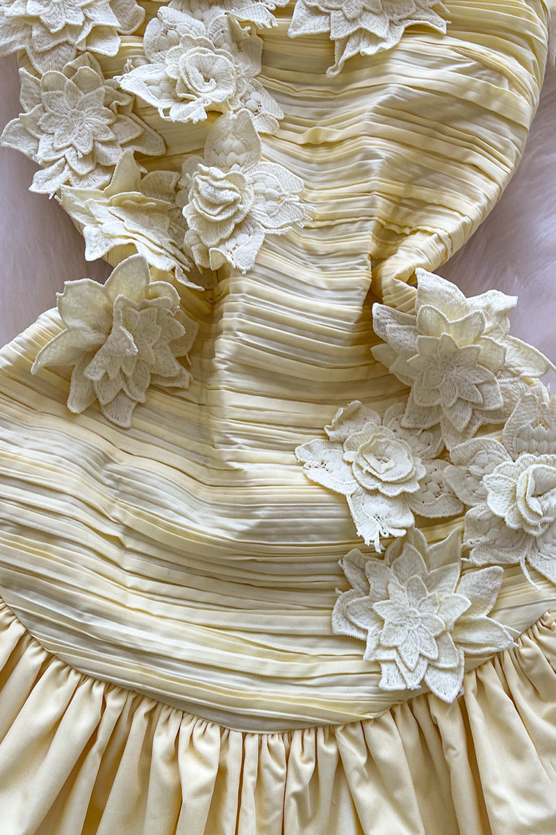 Floral Appliqué Strapless Casual Dress