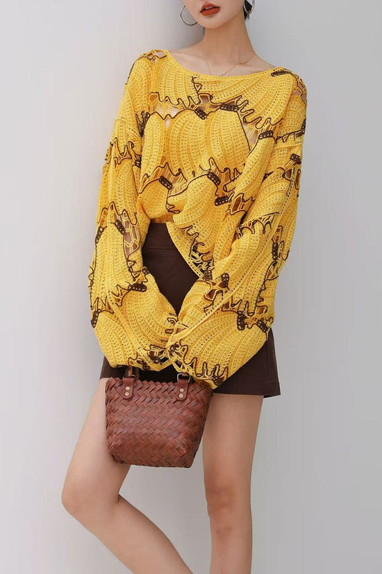 Patterned Long Sleeve Blouse