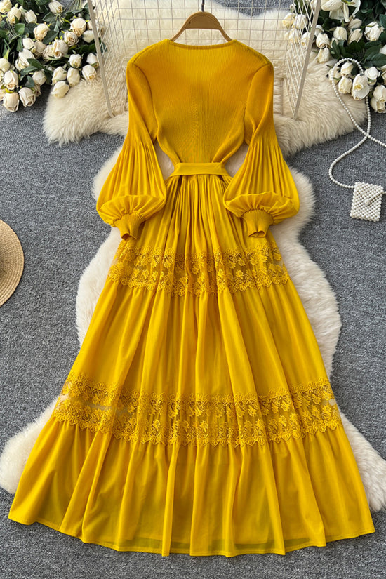 Buttoned Ruffle Sleeve Maxi Dress