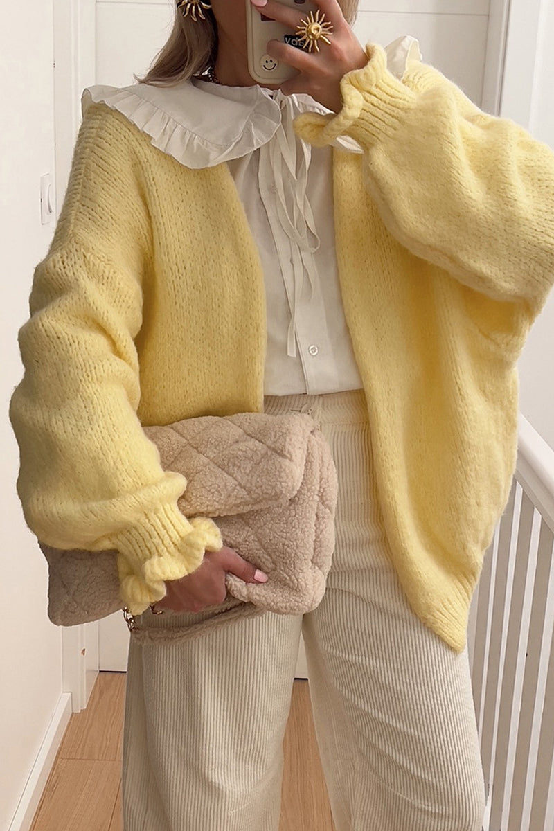 Cozy Oversized Cardigan with Ruffled Sleeves