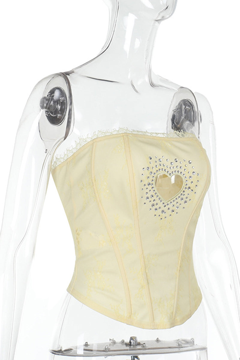 Heart Cutout Strapless Corset Top