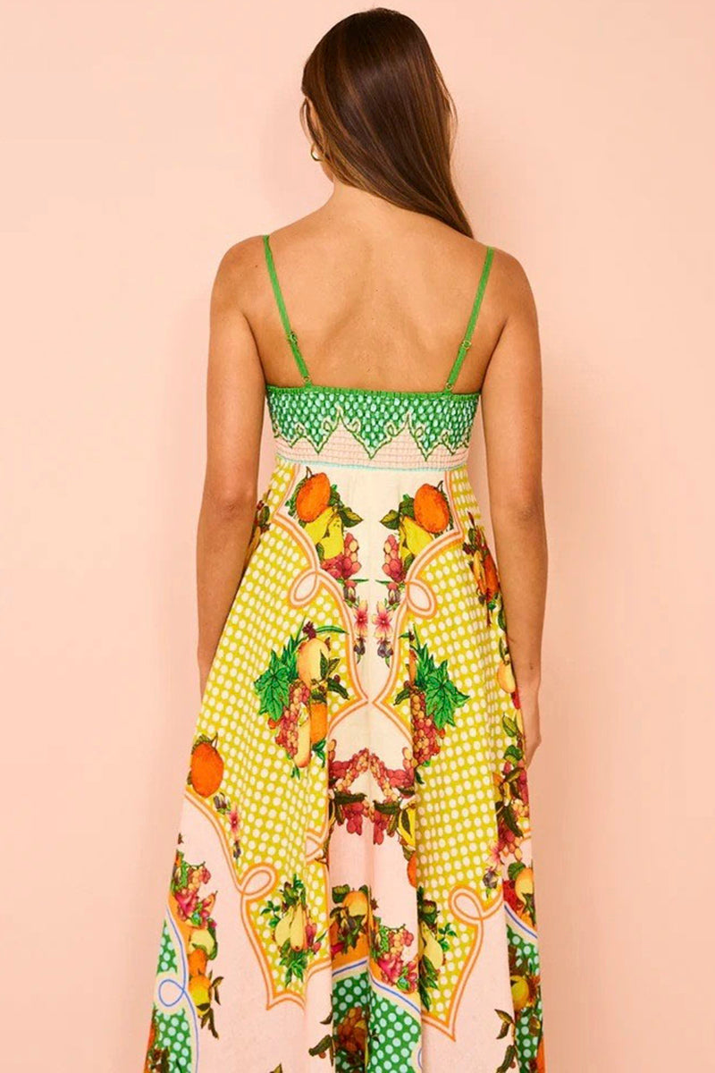 Tropical Print Sleeveless Maxi Dress