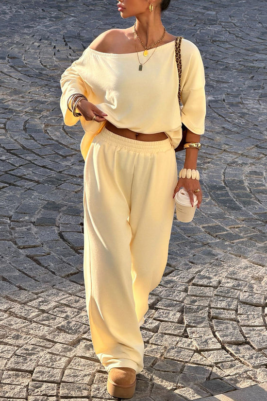 Off-Shoulder Relaxed Pants Set