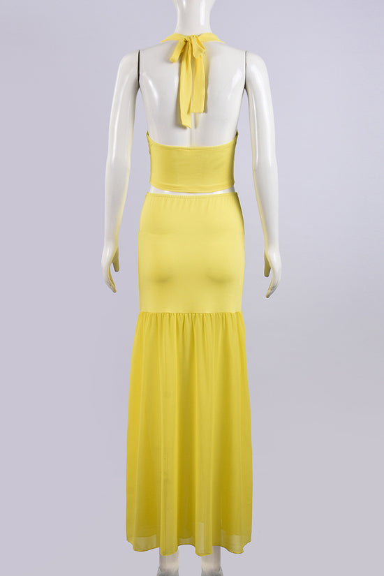 Cutout Halter Skirt Set