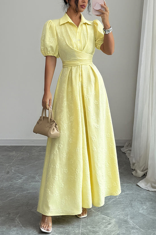 Elegant Puff Sleeve Maxi Dress